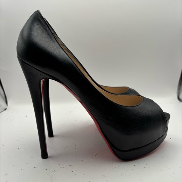 Christian Louboutin Black Leather 5.5 inch Heels - Picture 5 of 9